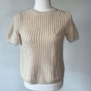Banana Republic Classic Cream Cable Knit Short Sleeve Top